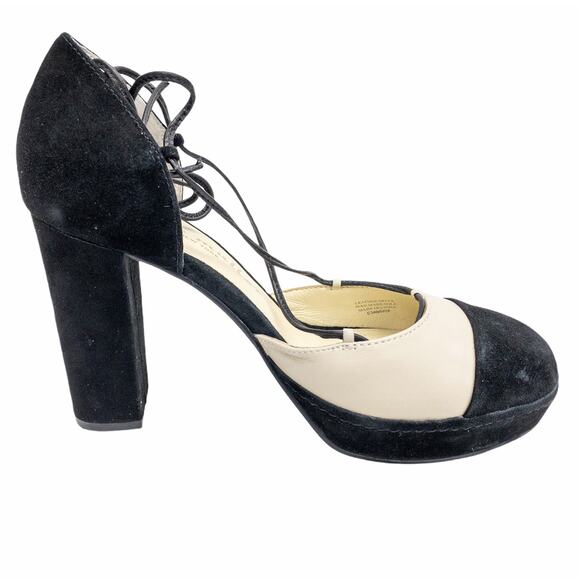 Anthropologie Bettye Muller Madison Platform  Ankle Tie Dress Heels 7 Women's - Picture 5 of 12